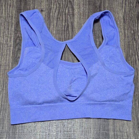 Padded Seamless Sports Bra Yoga Top Comfy Crop Athletic Gym CutoutBack Brand New - Picture 3 of 4